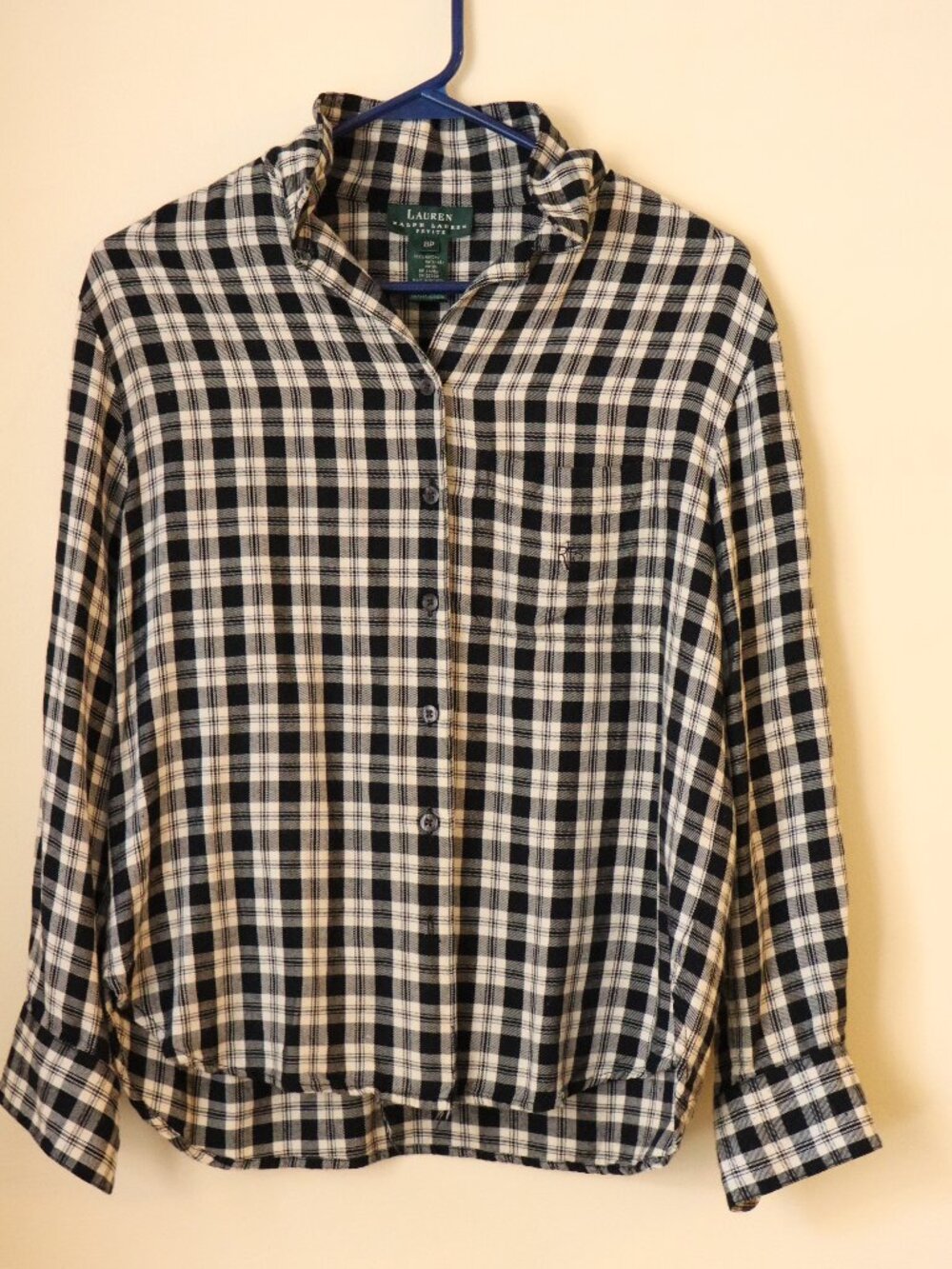 Lauren Ralph Lauren petite Button-Up Shirt Plaid Long Sleeve size 8P